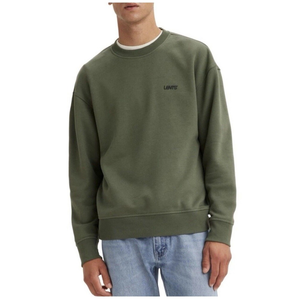 Levi's Men's Crewneck Fleece Long Sleeve Pullover Sweatshirt In Olive Green XL - Picture 1 of 9